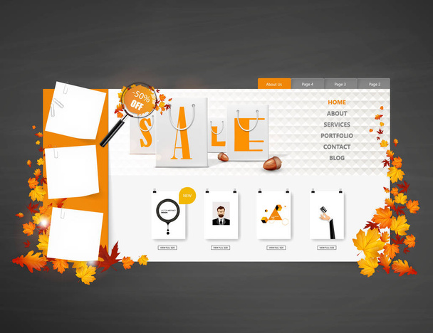 Autumn sale website template - Vecteur, image