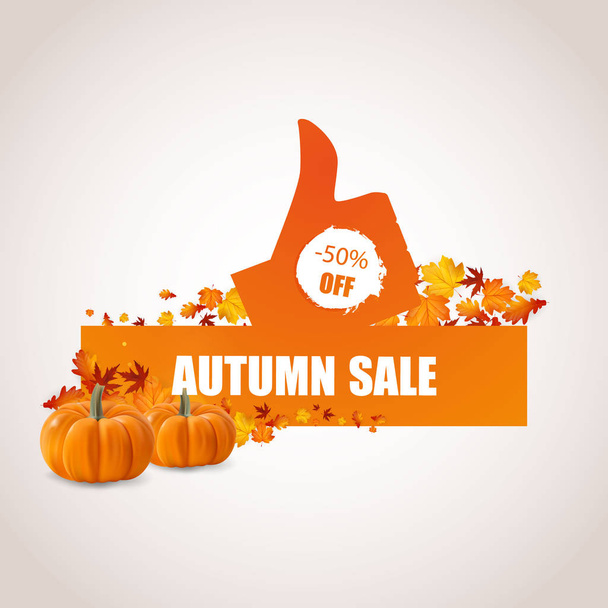 Banner de venda de outono - Vetor, Imagem