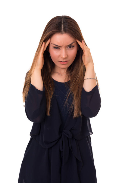 Mladá žena s silnou bolest hlavy - Fotografie, Obrázek