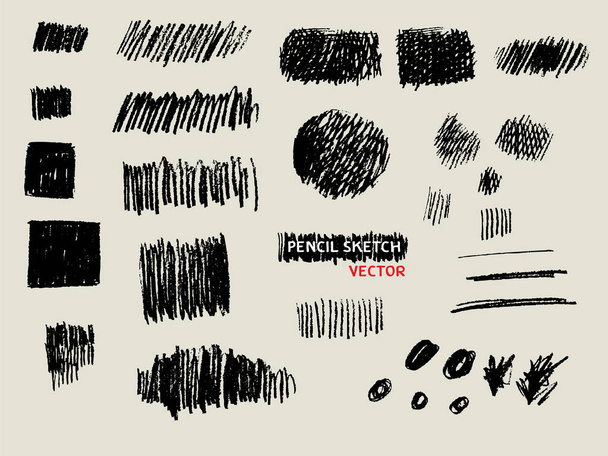 pencil doodle sketch texture background set - Vector, Image
