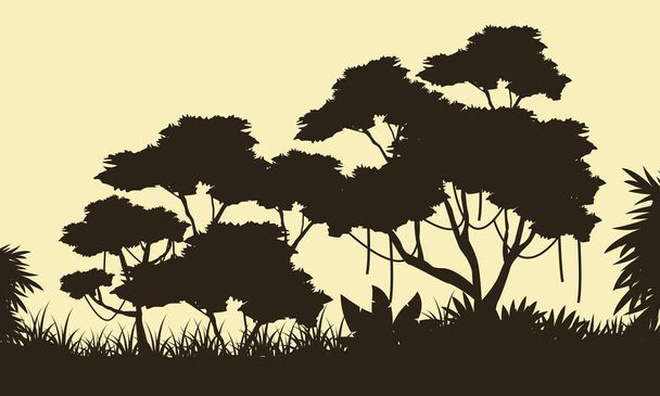 Tree scenery on the forest silhouettes - Vector, Image