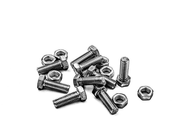Bolts and nuts on white background. - Photo, Image