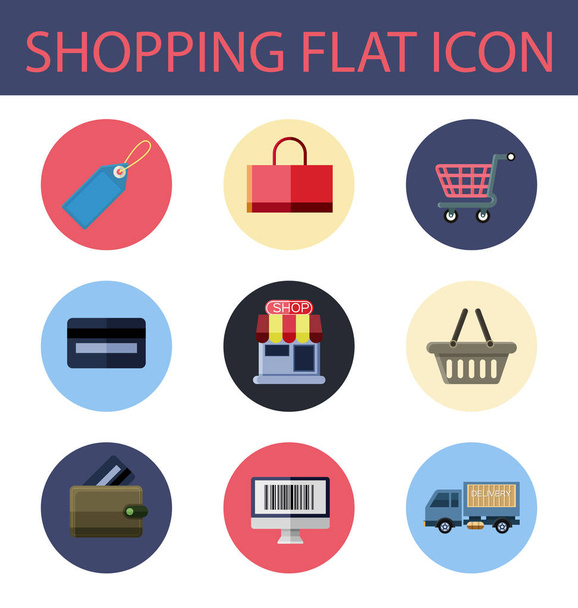 Shopping  flat icon - Vector, Image