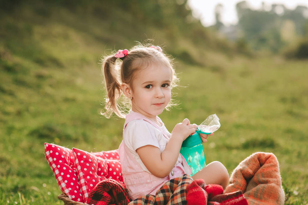 little girl on a picnic - Fotoğraf, Görsel
