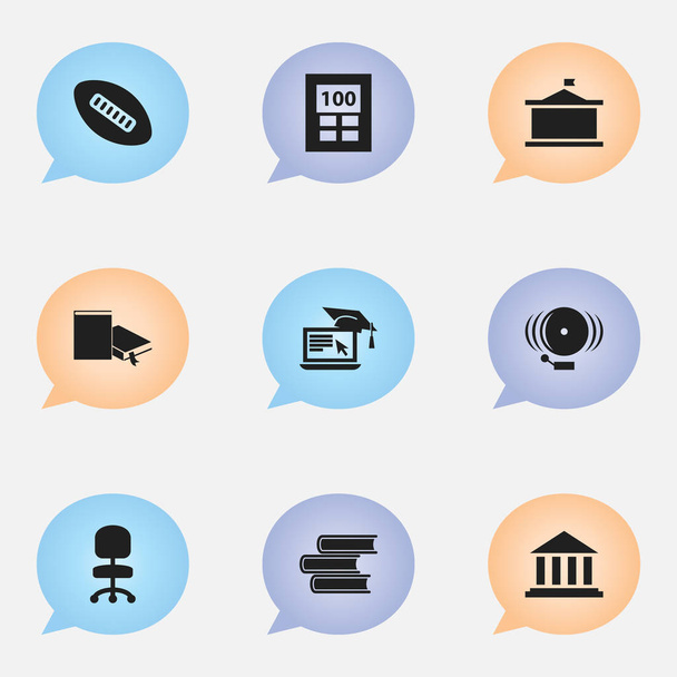 Set Of 9 Editable University Icons. Includes Symbols Such As Bookmark, Univercity, Museum And More. Can Be Used For Web, Mobile, UI And Infographic Design. - Vector, Image