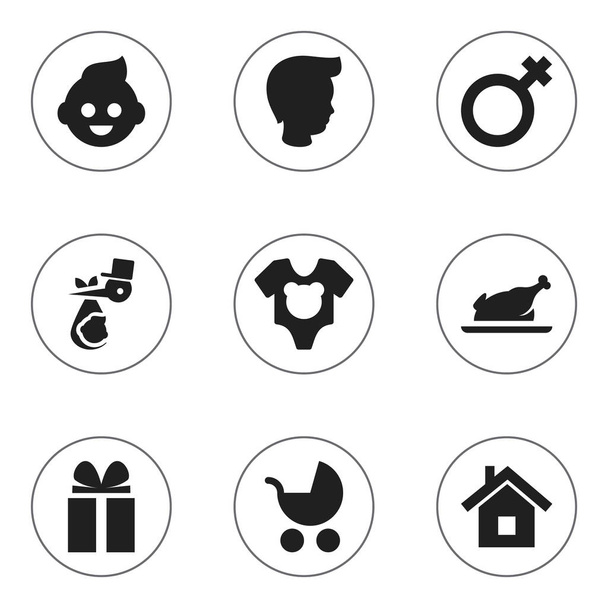 Set di 9 icone Kin modificabili. Include simboli come regalo, casa, body e altro ancora. Può essere utilizzato per la progettazione web, mobile, UI e infografica
. - Vettoriali, immagini
