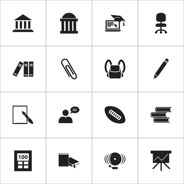 Conjunto de 16 ícones editáveis da escola. Inclui símbolos como papel de nota, biblioteca, anel e muito mais. Pode ser usado para Web, Mobile, UI e design infográfico
. - Vetor, Imagem