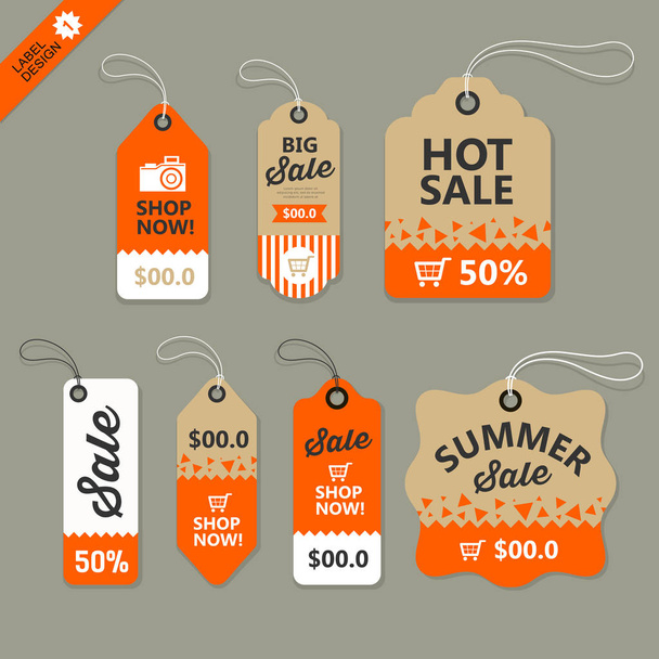 Vektor-Etikettenpapier braun und orange Konzeptkollektionen - Vektor, Bild