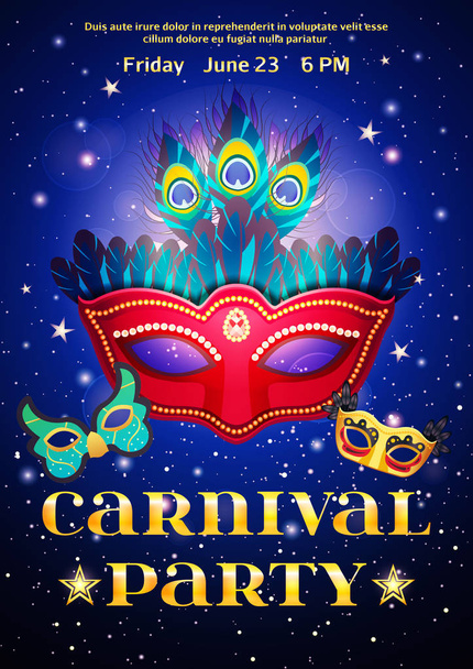 Carnaval Party Poster com data do evento
 - Vetor, Imagem