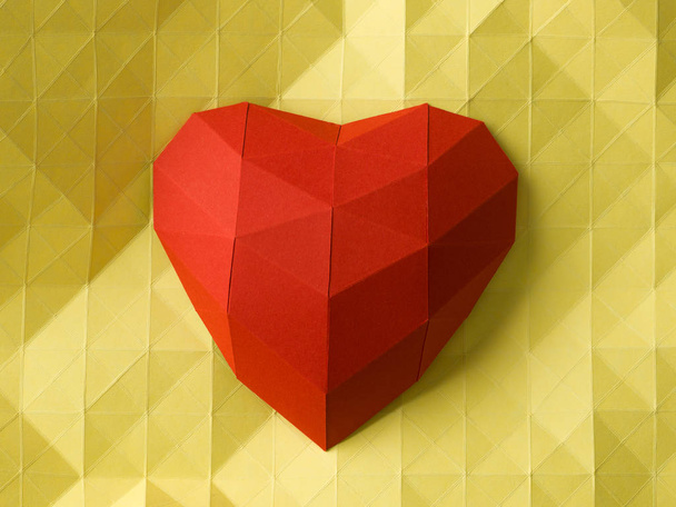 jealousy red heart on yellow background  - Zdjęcie, obraz