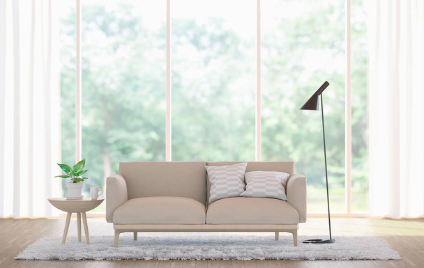 Moderní bílé obývací pokoj 3d vykreslování obrazu - Fotografie, Obrázek