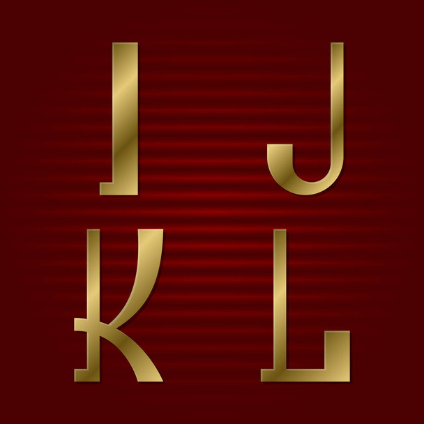 Presentable gold font. I, J, K, L isolated golden letters. - Vector, Image