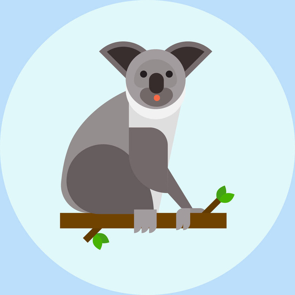 Young koala sitting on tree branch australia bear cute mammal peaceful relaxation nature vector - Vector, Image