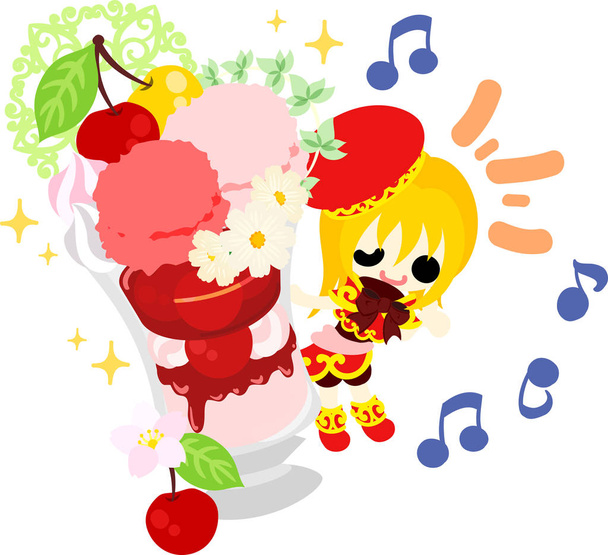 The cute illustration of cherry sweets - Vector, Image