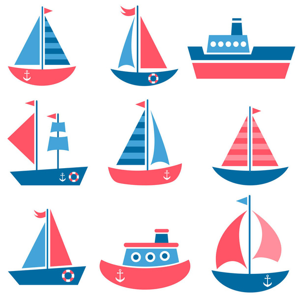 Conjunto de iconos de barco
 - Vector, Imagen