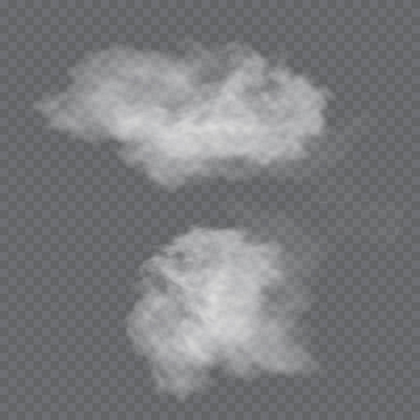 Nevoeiro ou fumaça isolado efeito especial transparente. Nuvens vectoriais brancas, neblina ou nevoeiro. Ilustração vetorial - Vetor, Imagem
