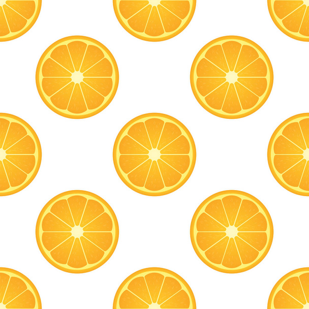 Orange citrus fruit. Healthy vegan food vector illustration. Seamless pattern - Vector, imagen