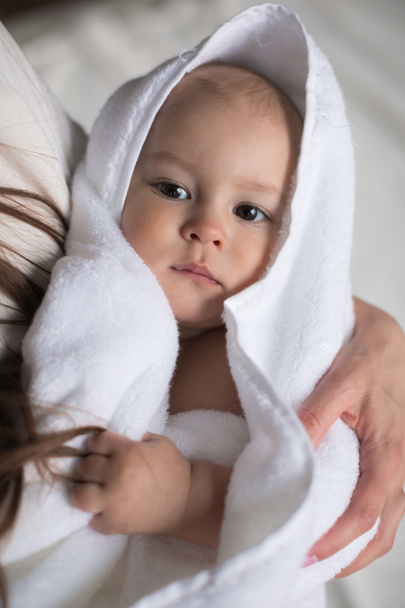 boy covered in towel after bath - Photo, Image