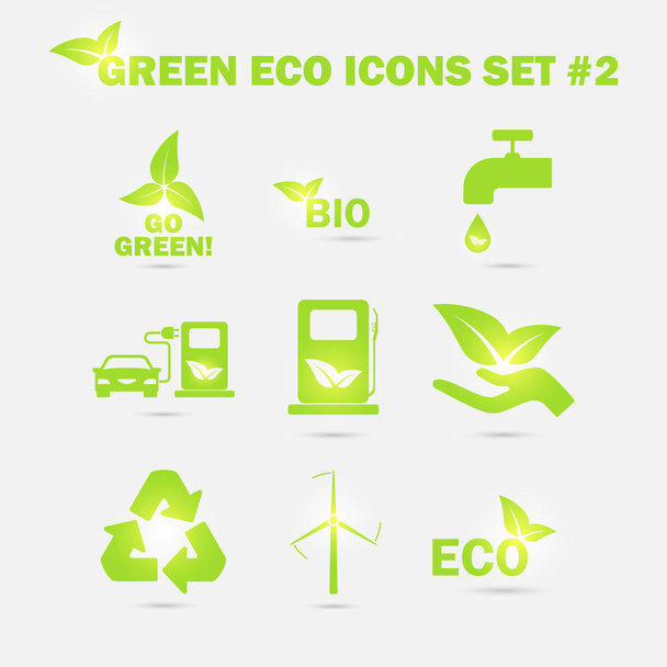 Набор векторных зеленых эко-значков
. - Вектор,изображение