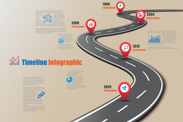 Road map Timeline Infographic, Vector Illustration - Vektor, obrázek