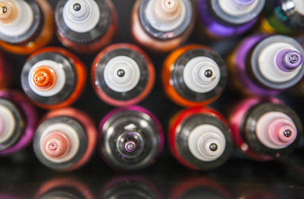 Bottles of colourful tattoo inks - Photo, Image