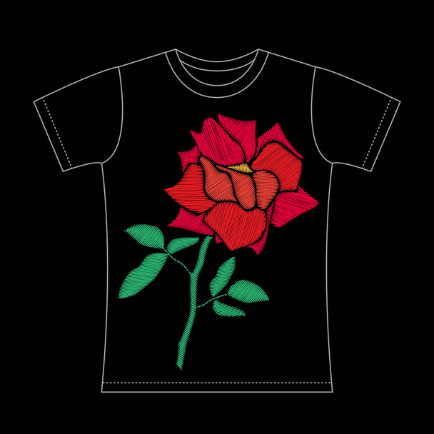 Abstract rose flower t-shirt - Vecteur, image