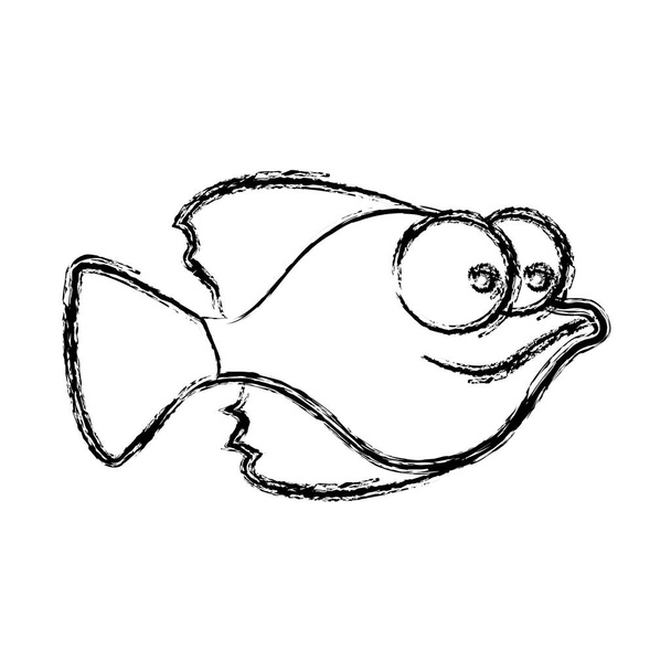 μονόχρωμη σκίτσο του μικρά ψάρια με τα μεγάλα μάτια - Διάνυσμα, εικόνα