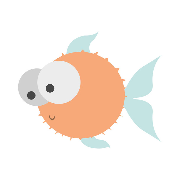 φωτεινά χρώματα σιλουέτα του blowfish με μεγάλα μάτια - Διάνυσμα, εικόνα