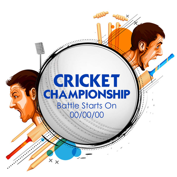 Jogadores de críquete do campeonato de críquete e VS versus
 - Vetor, Imagem