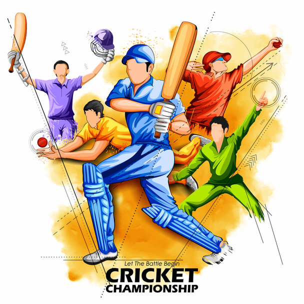 Batsman e bowler giocare a cricket campionato
 - Vettoriali, immagini