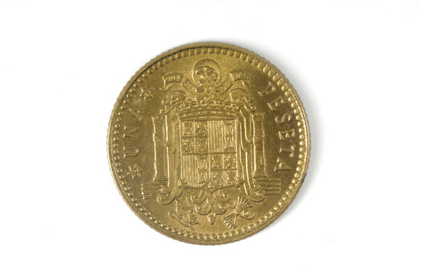 one peseta, coin of Spain - 写真・画像