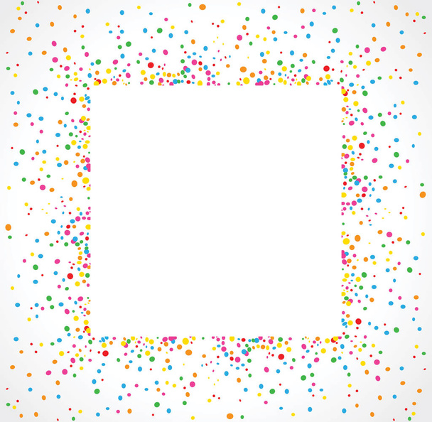 Jasne tło w formacie kwadratowym z tekstury kolorowe kropki wokół miejsca na tekst - Wektor, obraz