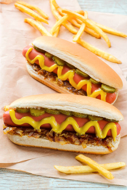 Fries and hot dogs - Photo, image