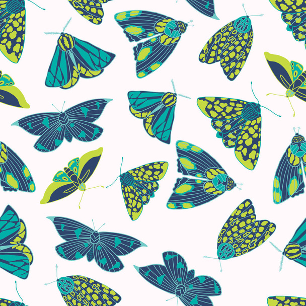 Summer moth seamless vector pattern.  Happy and colorful design. - Vettoriali, immagini