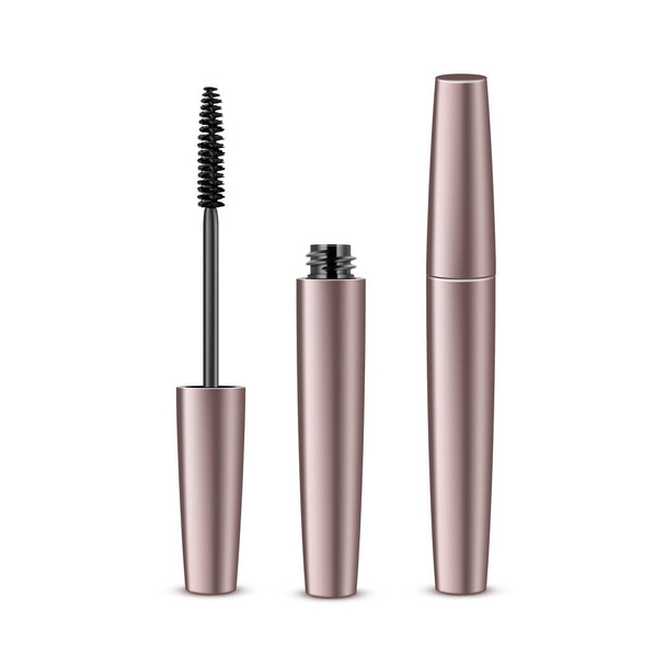 Opened Closed Black Realistic Mascara in Tube - Vector, Image