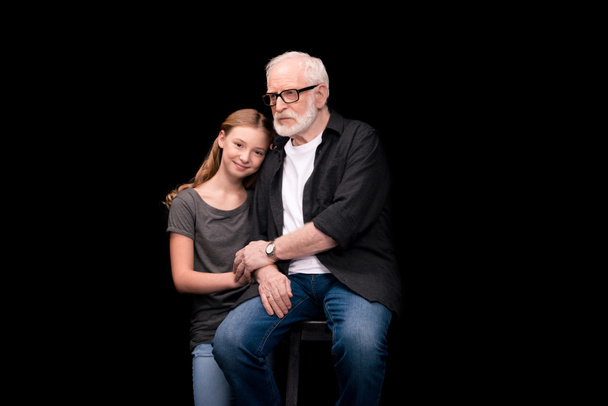 grandfather and teenage granddaughter - Zdjęcie, obraz