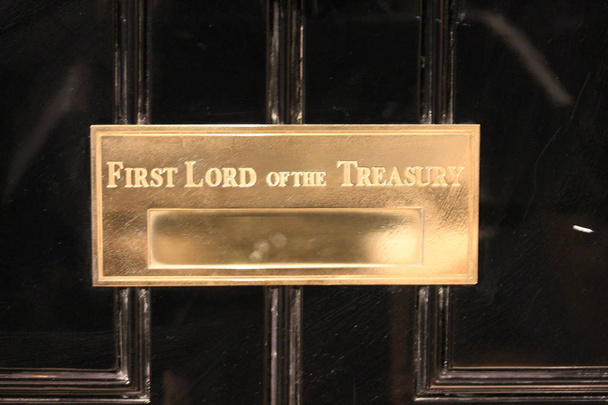 Downing St. Street sign in the City of Westminster in London England home Prime minister residence. First lord of treasury - Photo, Image