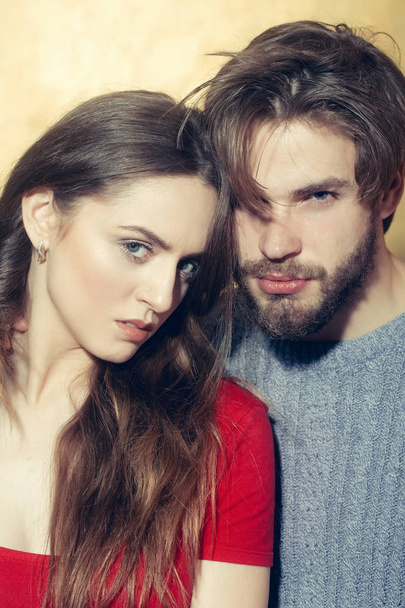 Young couple of pretty girl and bearded man - 写真・画像