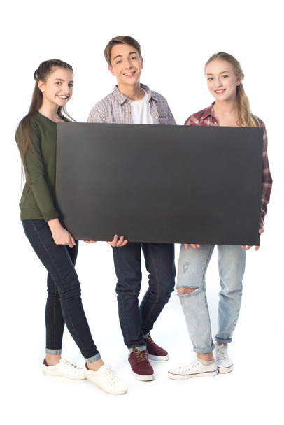 adolescentes com grande bandeira
 - Foto, Imagem