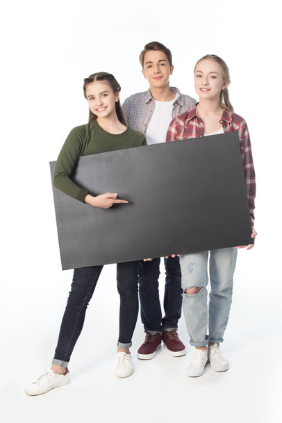 teenagers with big banner - Foto, Imagem