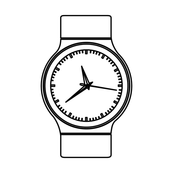 monochrome contour with male wristwatch - Vector, Image