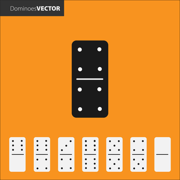 Vector. Domino icons are black on an orange background. - Vector, Image