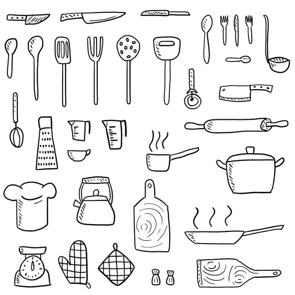 набор посуды для приготовления пищи - Вектор,изображение