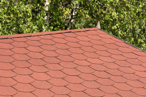 Roof with red bitumen shingles - Photo, Image