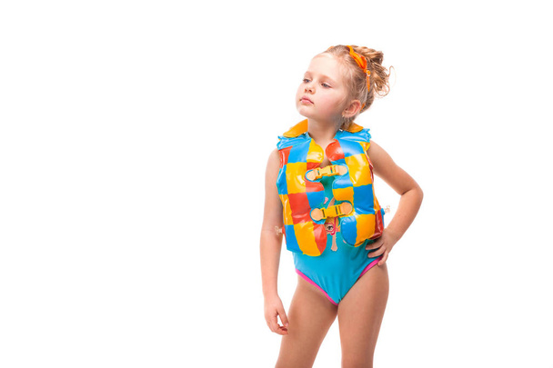 Girl in swimsuit and life jacket - Photo, Image