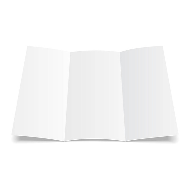 Blank Trifold Paper Leaflet, Flyer, Broadsheet, Flier, Follicle, Leaf A4 With Shadows. On White Background Isolated. Mock Up Template Ready For Your Design. Vector EPS10 - Vector, afbeelding