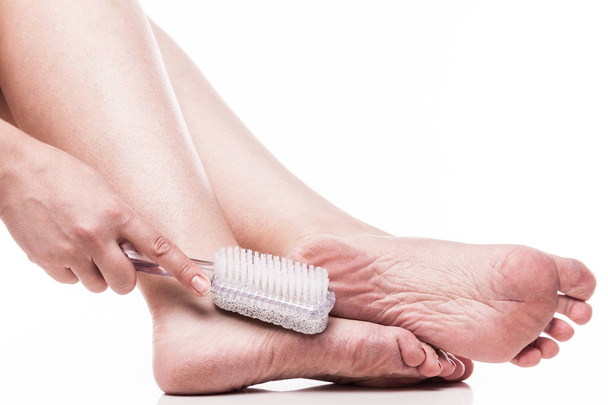 dehydrated feet with pedicure pumice  - Photo, Image