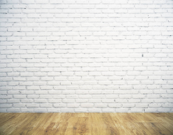 Room interior with blank brick wall - Foto, afbeelding