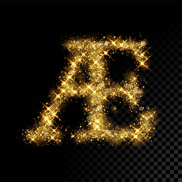Gold glittering letter AE on black background - Vetor, Imagem