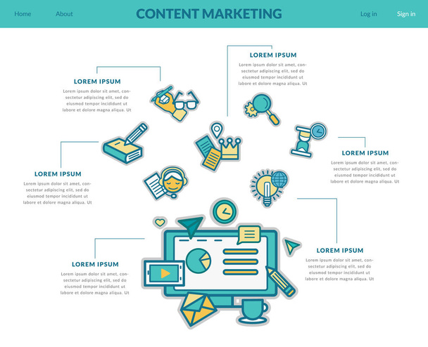 Concepto de marketing de contenidos para la página web
 - Vector, Imagen
